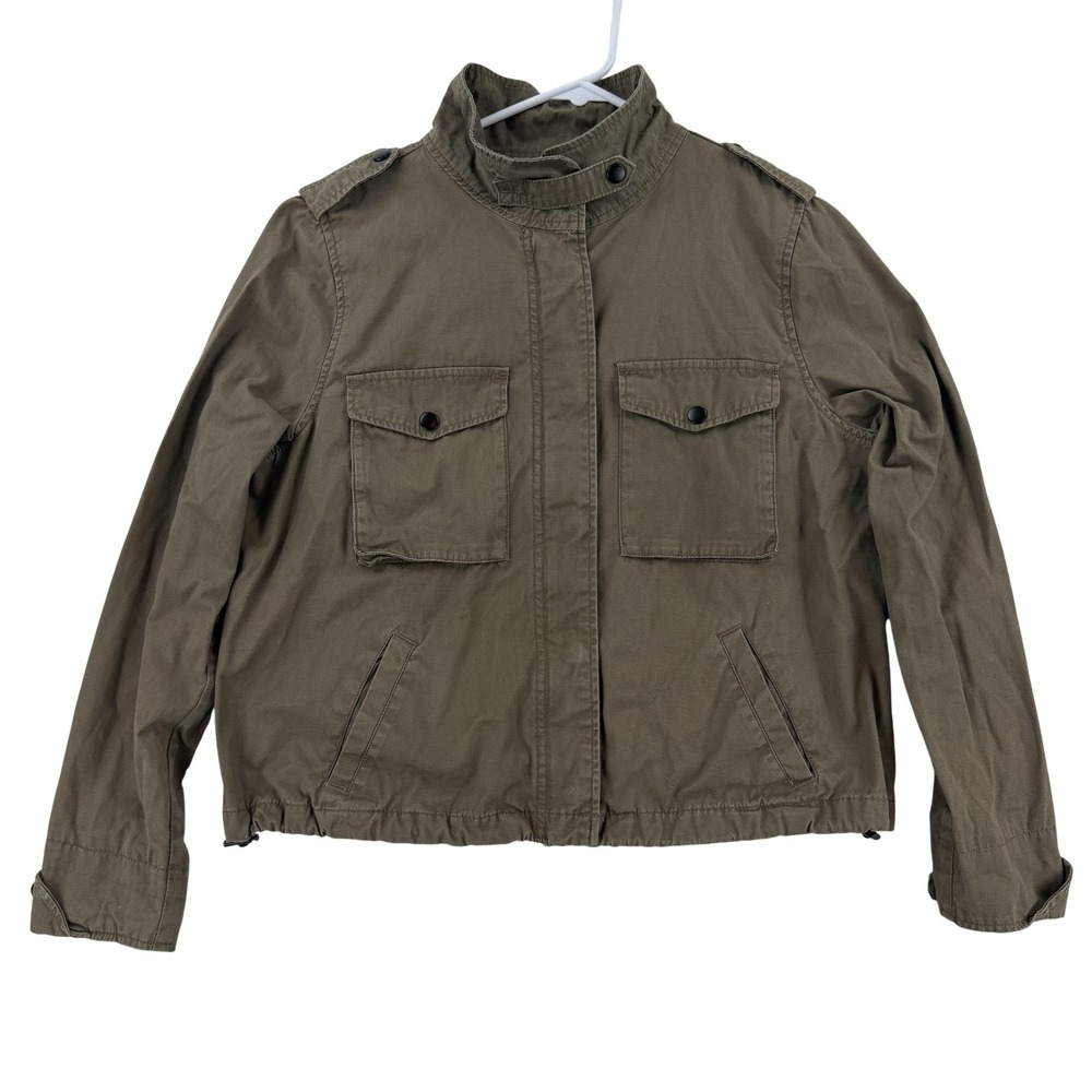 Torrid Jacket Womens 0 Green Twill Military Snap Front Utility Pockets Short